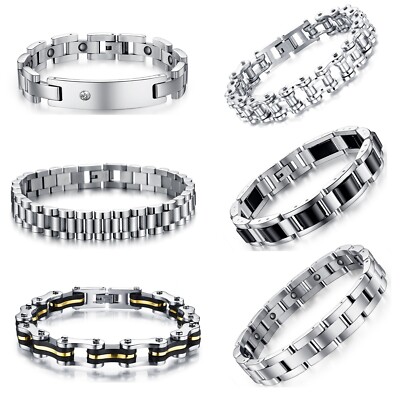 Herren Armreif Armband Edelstahl Armkette Biker Motorrad Fahrrad - Foto 13