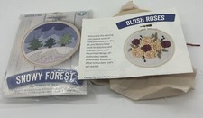 Lot 2 Leisure Arts Embroidery Kits-Snowy Forest Blush Roses Make In A Weekend