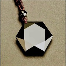 Black Obsidian Hexagon Pendant Necklace Healing Protection Crystal Necklace Gift