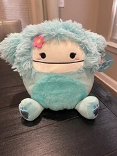 NWT Squishmallow 11” JOELLE The Teal Bigfoot Pink Flower Fuzzy Belly