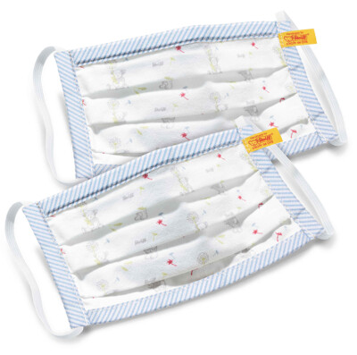 Steiff Tissu Visage Masque / - Ensemble De 2 - Petit - Bleu Clair - 601446