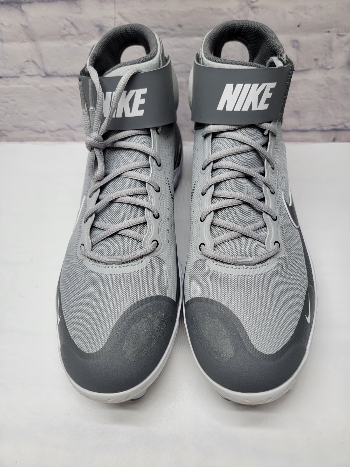 Nike React Baseball Cleats Alpha Huarache 3 Gray High Top CZ4455-005 Size 14  thumbnail 3