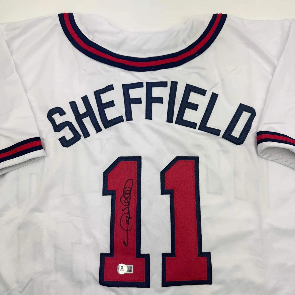 Autographed/Signed Gary Sheffield Atlanta White Baseball Jersey Beckett BAS COA - Image 2 of 4