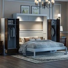 Modern Murphy Bed Wall Bed with Closet Full Queen Size Cabinet Hidden Bed Frames