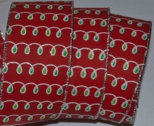 Wired Ribbon Christmas Squiggle Stripe Red Green Silver 2.5" Wreath Holiday Bow