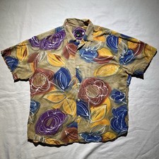 Vintage Jams World Aloha Shirt Floral Abstract Hawaiian Men  s Large Rayon