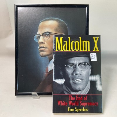 Malcolm X Lot: The End of White World Supremacy: Four Speeches & Framed Portrait