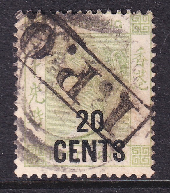 Hong Kong used 1891 QV 20c overprint on 30c value