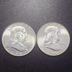 Lot Of 2 Franklin Liberty Bell Half Dollars 90% Silver Lot 1960