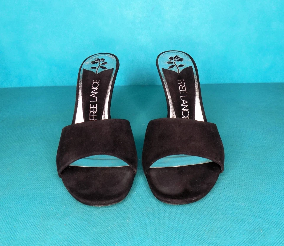 FREE LANCE Betty Mules Mit Absatz Aus Veloursleder Schwarz 39 EU Mit Box - Bild 2 von 4