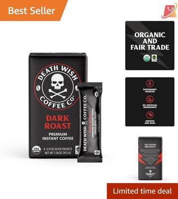 Dark Roast Coffee Packets Arabica Robusta USDA Organic 8 Count