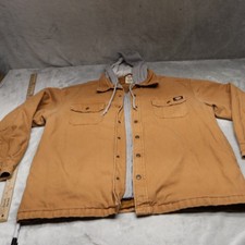 Dickies Shirt Jacket Mens XL Brown Canvas Duck Hooded Utility Field Work READ