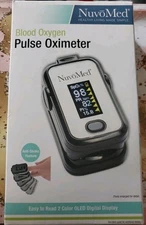 NuvoMed Fingertip Blood Oxygen & Pulse Oximeter Anti-Shake + Batteries NIB