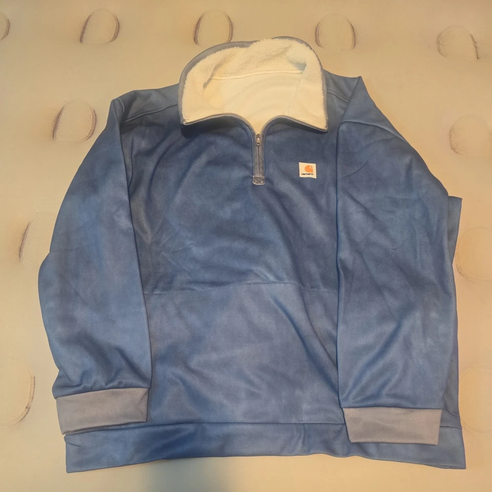 Carhartt 1/4 Zip Sweater Mens Size XLarge Gray Fleece Lined Fur Collar NWOT - Image 2 of 4