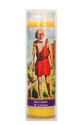 Saint Lazarus (San Lazaro) Yellow Devotional Candle 8 inch