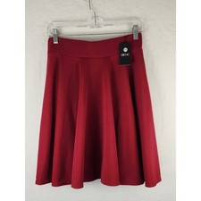 EXCHIC Skirt Maroon A-line Skirt Elastic Waistband Flared Skater Silhouette M
