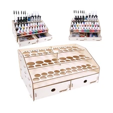 OPHIR Wooden Paint holder Organizer with 2 Cabinet Drawers, Acrylic... Fast Ship