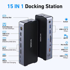 MOKIN USB C Docking Station Hub Dual Monitor HDMI DP RJ45 PD 100W for MacBook PC