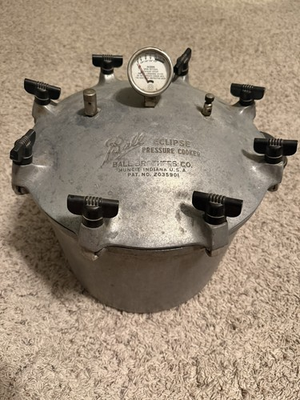 #ad Vintage Ball Eclipse Steam Pressure Cooker w Gauge – Aluminum Clamp Lid –1930s $199.99