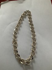 SILVER METAL CHUNKY LARGE CURB LIGHTWEIGHT CHAIN NECKLACE 17” Lobster Clasp 22gm