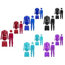 Girls Dancewear Rhinestone Outfits Latin Set Bodysuit Sheer Mesh Jazz Costume