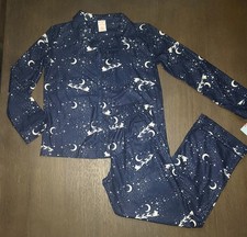 NEW BOYS UNISEX NAVY BLUE FLANNEL CHRISTMAS NIGHT PAJAMA SET SIZE M 8