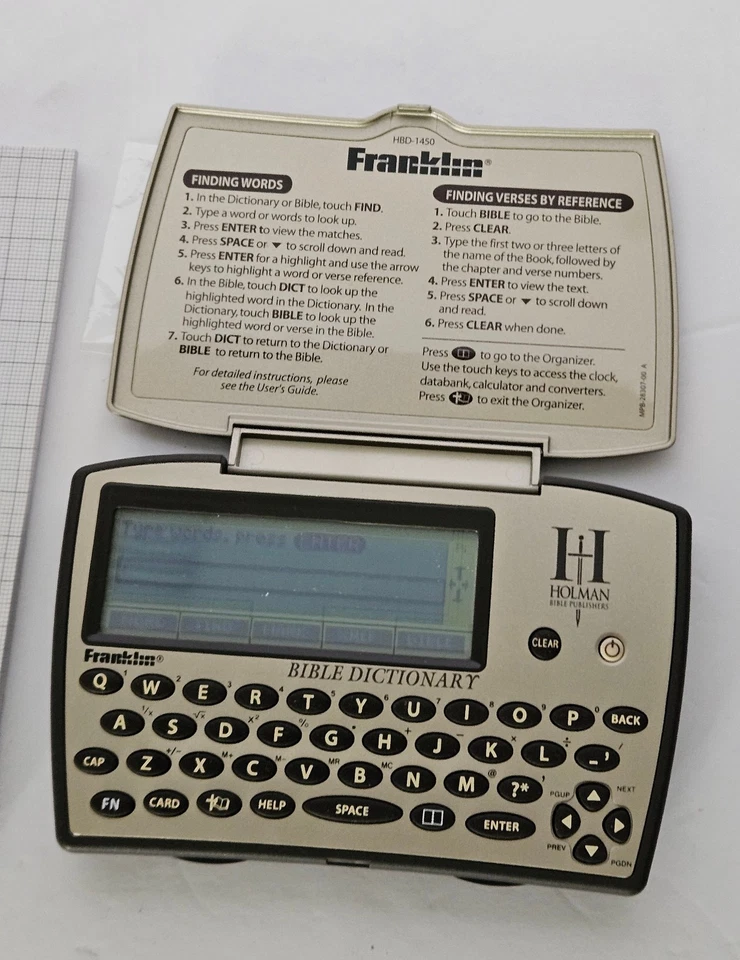 Franklin Electronic Bible Dictionary HBD-1450 w/ NIV & KJV Modules Case Pencil - Image 2 of 4