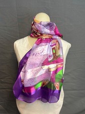 Picasso Purple Pink Silk Abstract Art Large Scarf 36"x 36" 90s Vintage