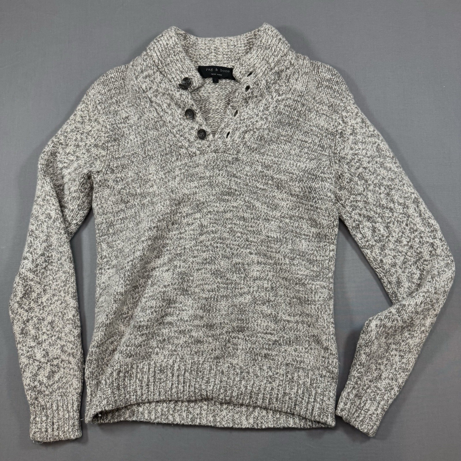 rag & bone Gray Collared Button Knit Merino Wool/… - image 1