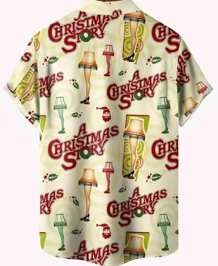 РОЖДЕСТВЕНСКАЯ ИСТОРИЯ Мужская печать рубашка с коротким рукавом на пуговицах подарок размер 1 X новый!! - Изображение 2 из 4