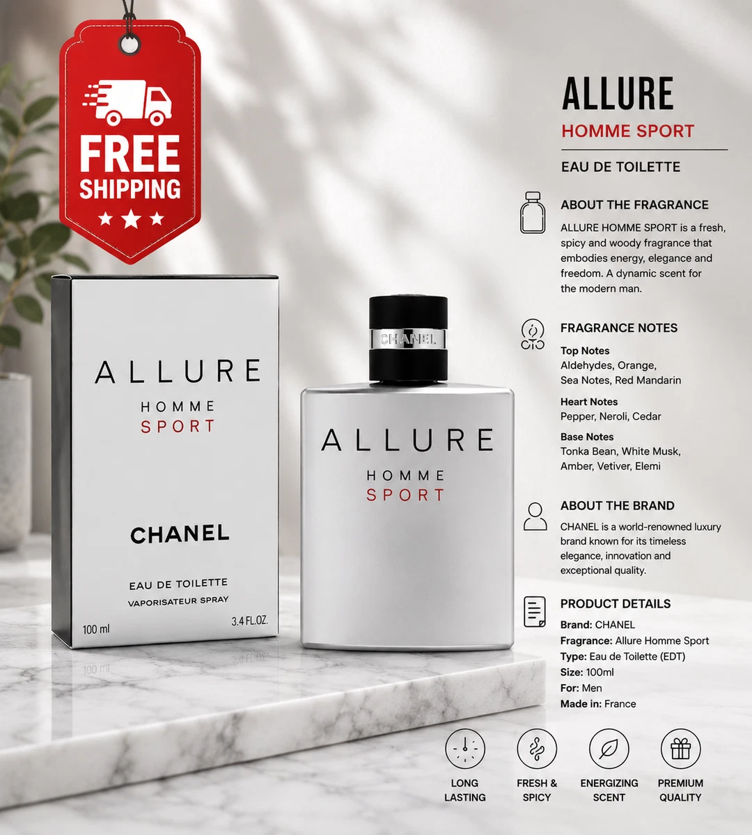 CHANEL Allure Homme Sport Eau de Toilette for Men for sale | eBay
