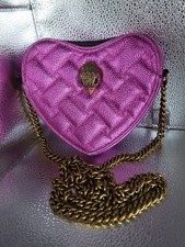 Borsa a mano Kurt Geiger fucsia rosa pelle metallizzata trapuntata cuore tracolla