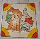 Lot 2 Cute Handmade Vintage Puppy Dog Kitten Kitty Cat Pillow Covers Square  — photo 2