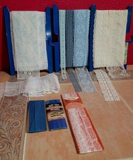 Vintage partia niebiesko-białych koronek piękna jakość kwiatowa 