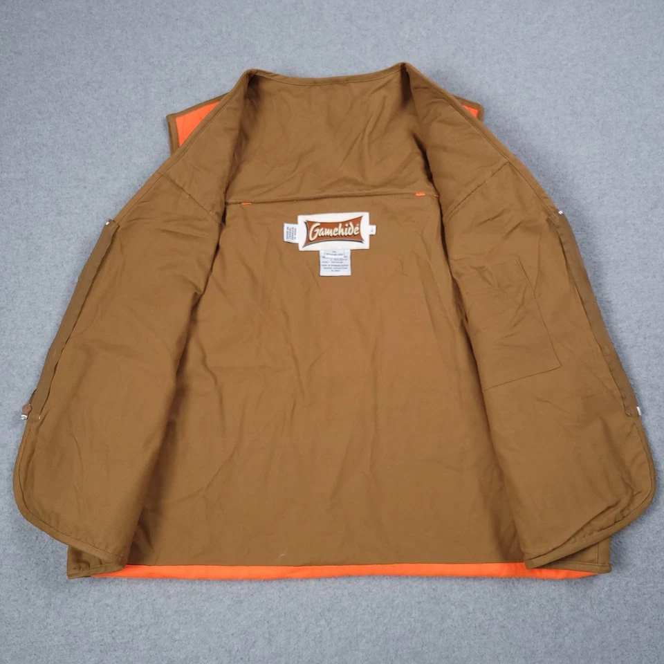 Gamehide Vest Men Large Brown Blaze Orange Hunting Shooting Quilted Bird Pouch - Image 3 of 4