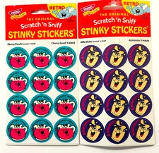 Scratch n Sniff RETRO STINKY STICKERS | scents: Cherry Punch & MILK SHAKE 2pk