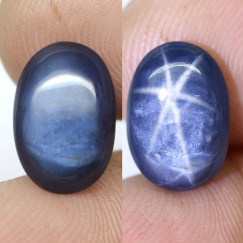 8.03Ct. Natural Gemstone Star 6 Rays Sapphire Blue Oval Cabochon Heated Thailand