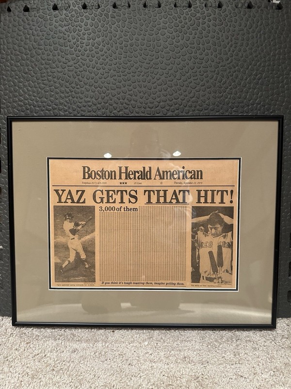 Framed Boston Herald Sep 13 1979 Newspaper CARL YASTRZEMSKI 3000 Hit 16x20