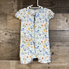 Mamalulu Baby Unisex Bamboo Clothes SZ 6-12M Shortie Short Zipper Romper