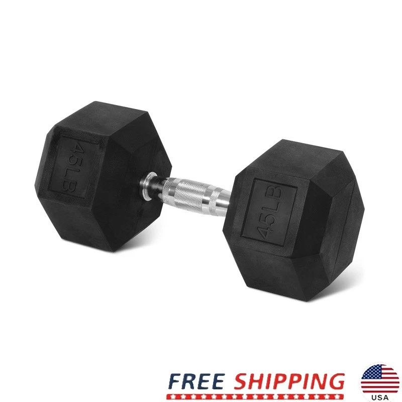 Hex Dumbbell Rubber Encased Strength Training Home Gym Durable Grip New