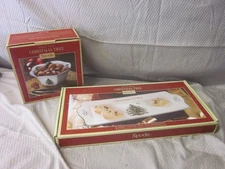 Spode Christmas Tree 15" Large Cookie Tray & Hexagonal 7" Nut Bowl - 2 Pieces