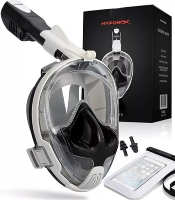 Schnorchel Maske Vollmaske Tauchermaske schwarz weiß  Size 2 ( L-XL) Restposten