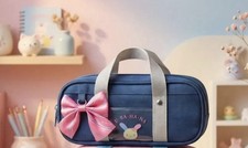 Sanrio Usahana School Bag Scuba Style pencil Case Navy With Ribbon from japan