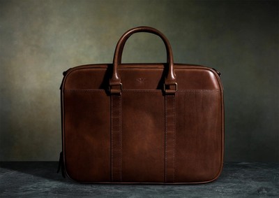 Satchel and Page Brown Leather Executive Briefcase