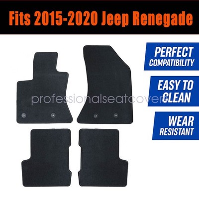 Front & Rear Floor Mats Carpet Waterproof Black Velour For 2015-20 Jeep Renegade