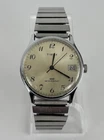 Vintage Timex 34mm Silver Tone Mechanical Date Watch w/Expansion Bracelet