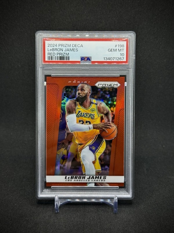 LeBron James 2024 Prizm Deca NBA Red Prizm /199 SP PSA 10 LA Lakers