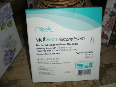 MedVance Silicone Bordered Silicone Foam Dressing Size 4'' x 4'' - 5 per box