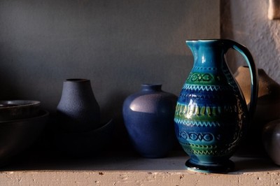 Vase Krug Bitossi Stil Aldo Londi? vintage 60er Design Midcentury blau RiminiBlu