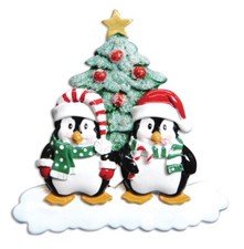 Festive Penguins Personalized Christmas Ornament/Couple/Friends/Grandchildren